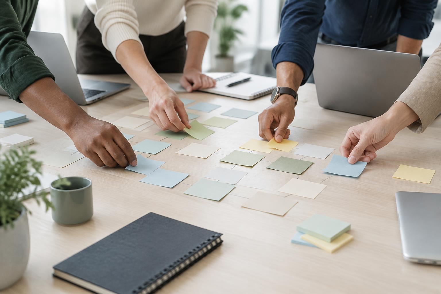 Illustrative team collaboration with shared workflow notes